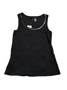 Y2K Mix It Sequenced Black Tank Top NWT Mix It Size Medium Petite